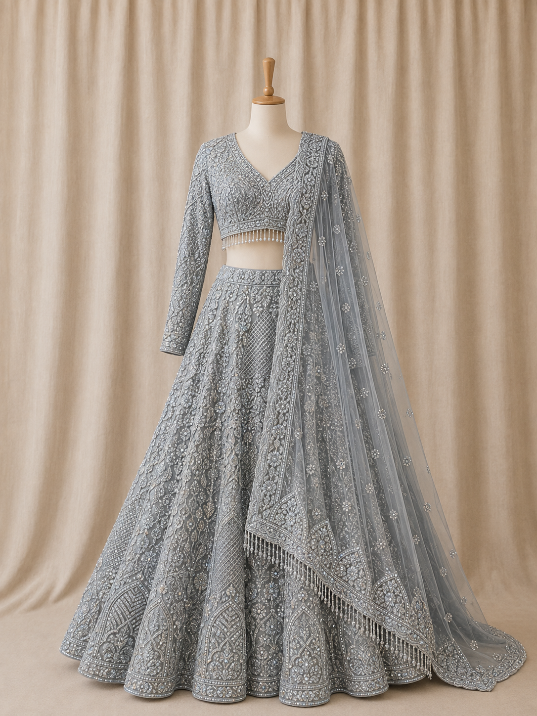 Faraday M Grey Lehenga