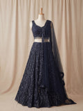 Dark Blue Swan Lehenga