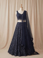 Dark Blue Swan Lehenga